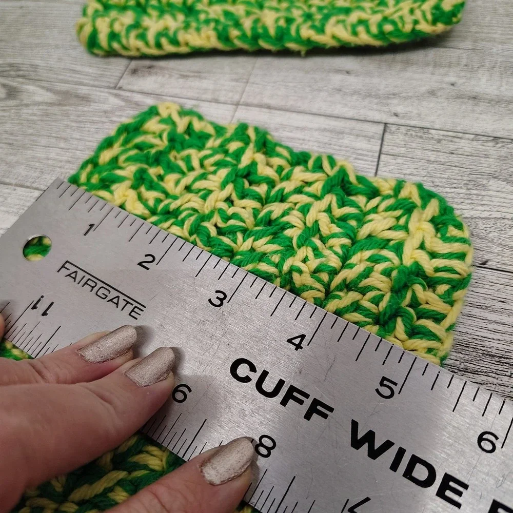 Bundled Set of 2 Handmade Crochet Potholders Green and Yellow Kitchen Decor